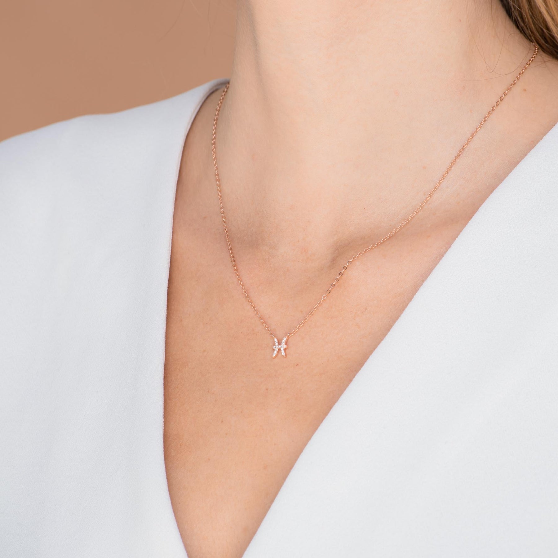 Pisces Sapphire Charm Zodiac Star Sign Necklace