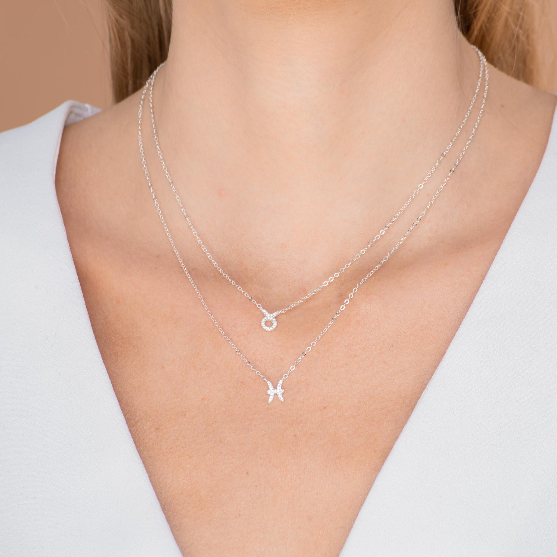Pisces Sapphire Charm Zodiac Star Sign Necklace