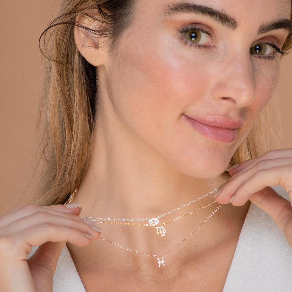 Pisces Sapphire Charm Zodiac Star Sign Necklace
