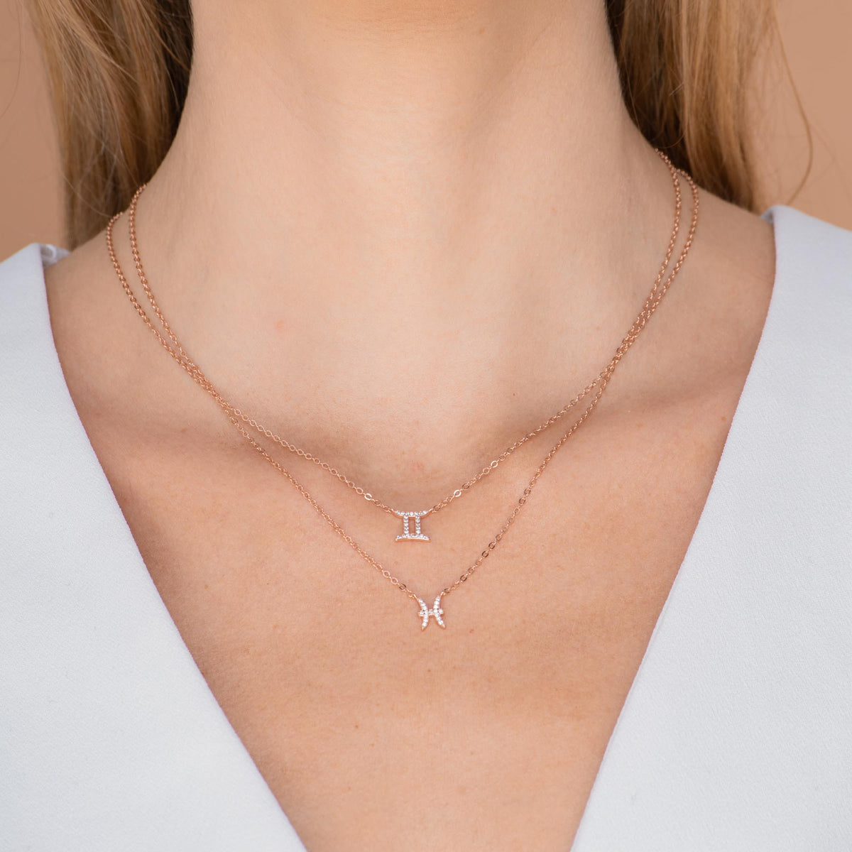Pisces Sapphire Charm Zodiac Star Sign Necklace