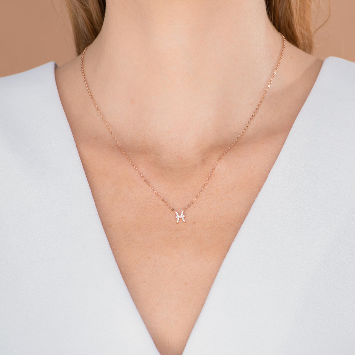 Pisces Sapphire Charm Zodiac Star Sign Necklace