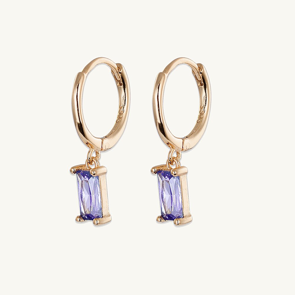 Purple Baguette Hoop Earrings