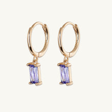 Purple Baguette Hoop Earrings