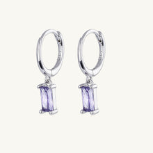 Purple Baguette Hoop Earrings