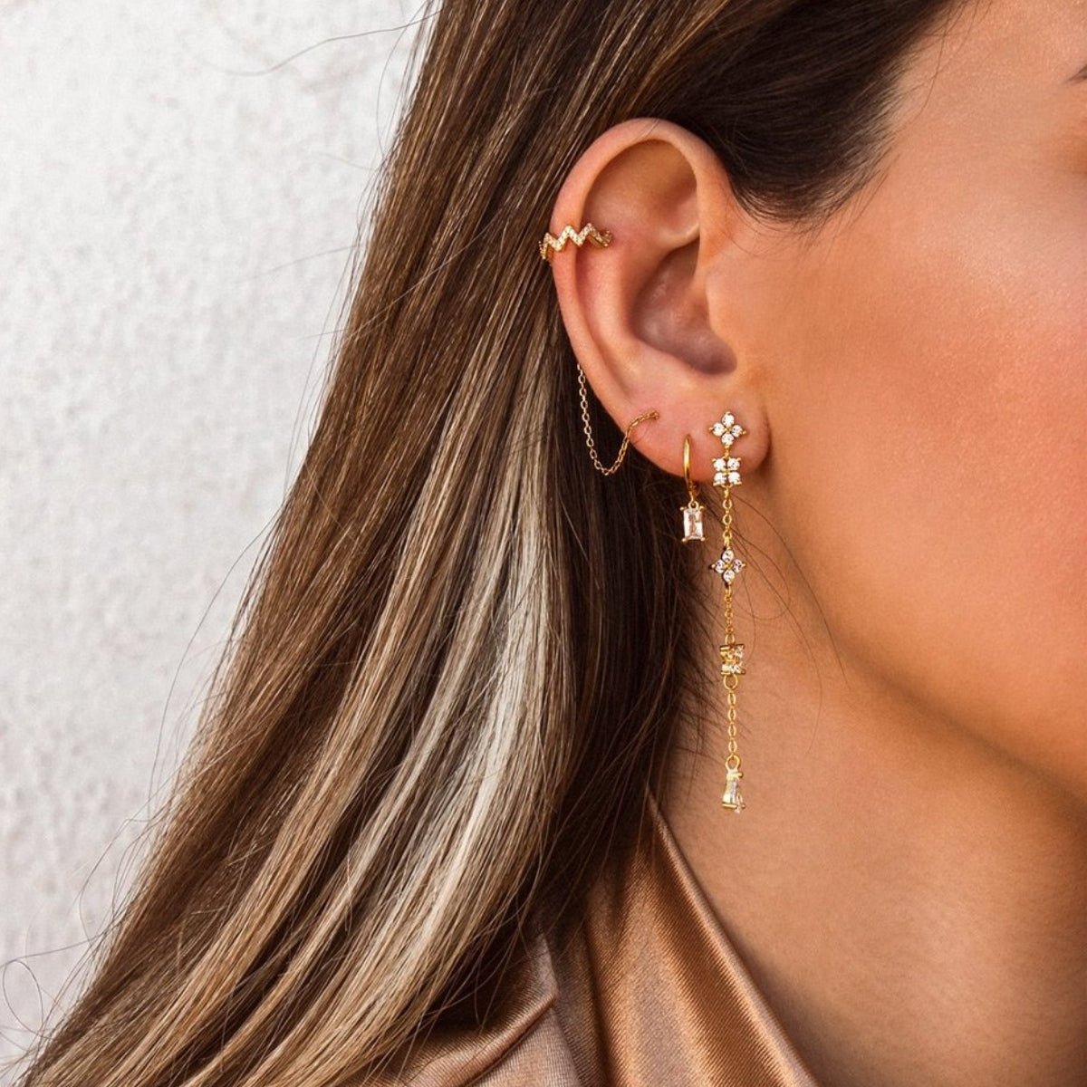 Purple Baguette Hoop Earrings