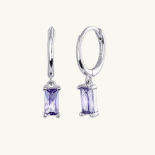Purple Baguette Hoop Earrings