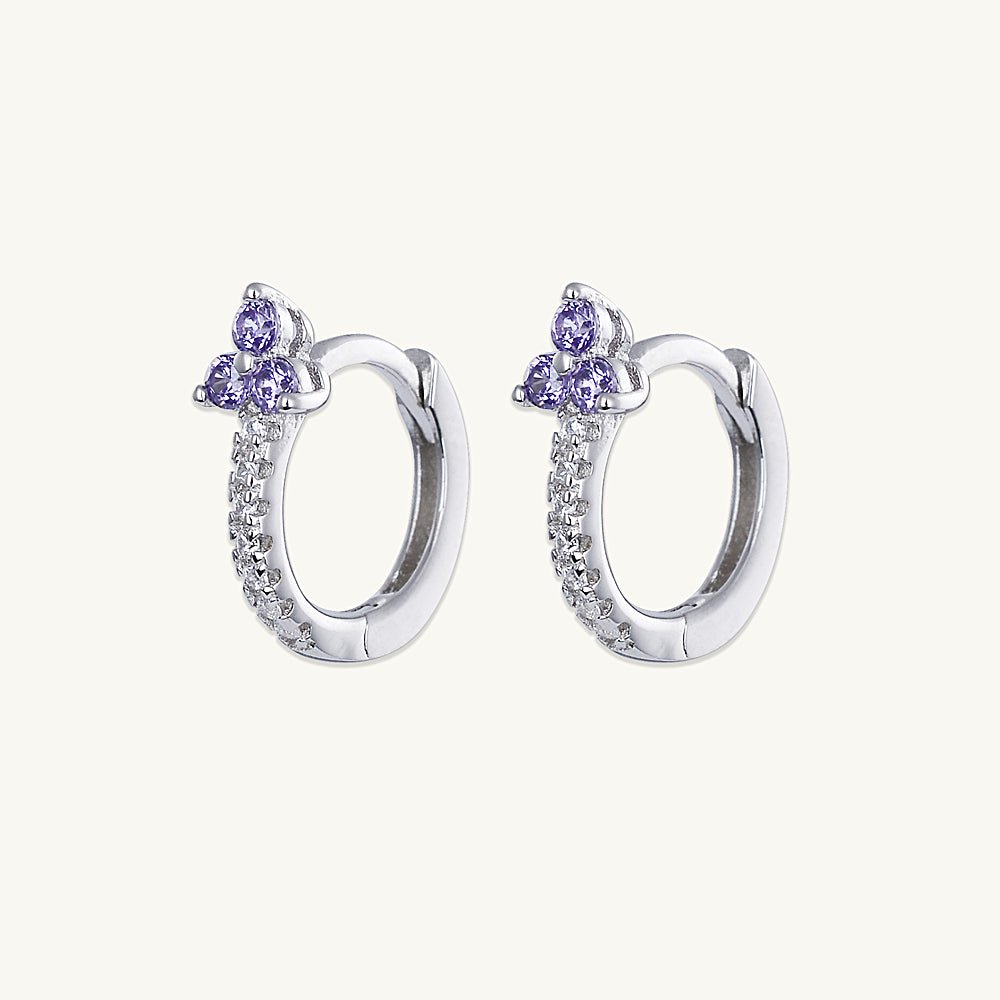 Purple Lotus Sapphire Hoop Earrings