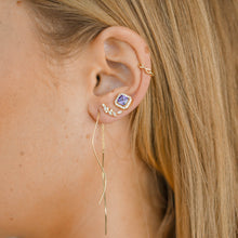 Purple Square Pave Halo Stud Earrings