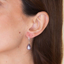 Purple Teardrop Pearl Drop Earrings