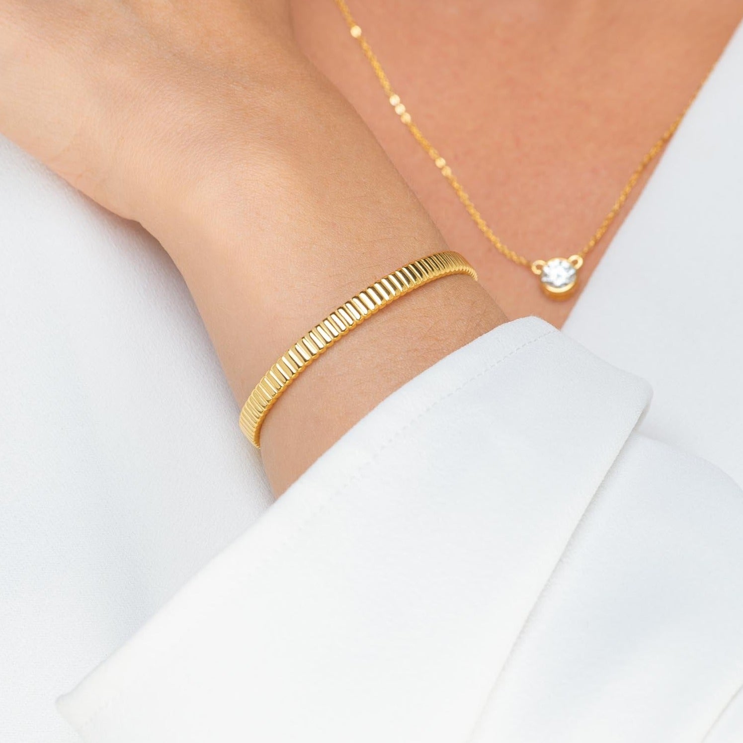 Ridges Cuff Bangle Bracelet