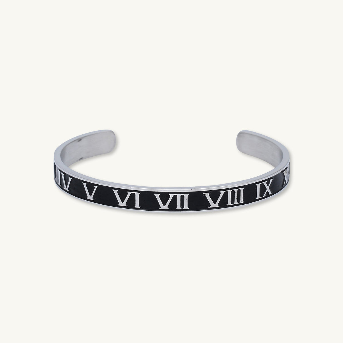 Roman Numerals Open Cuff Bangle