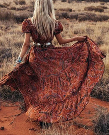 Azaria Long Bohemian Dress – Maxi Dress Woman with Paisley Pattern and Chic Fluid Style
