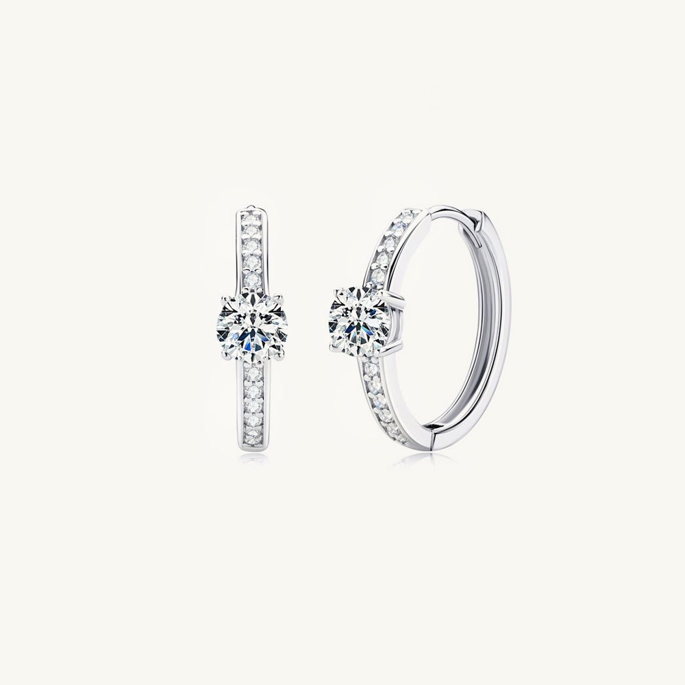 Round Cut Moissanite Hoop Huggie Earrings 0.5 Carat