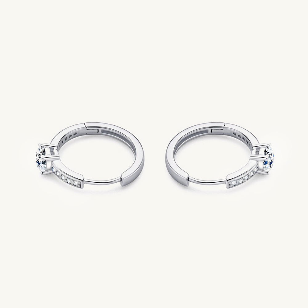 Round Cut Moissanite Hoop Huggie Earrings 0.5 Carat