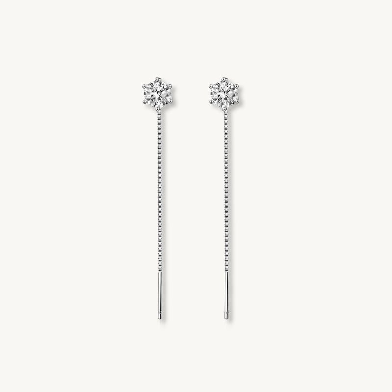 Round Cut Moissanite Threader Earrings 0.5 Carat
