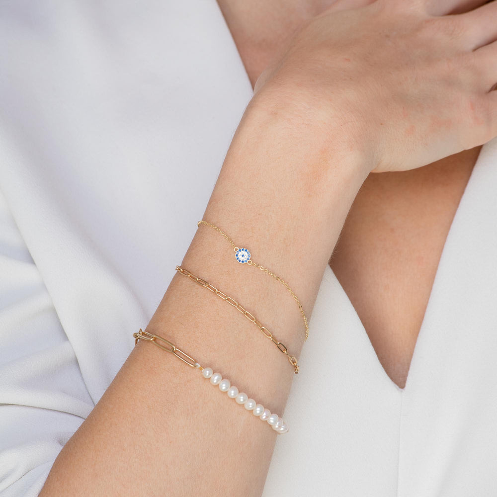 Round Evil Eye Pave Bracelet