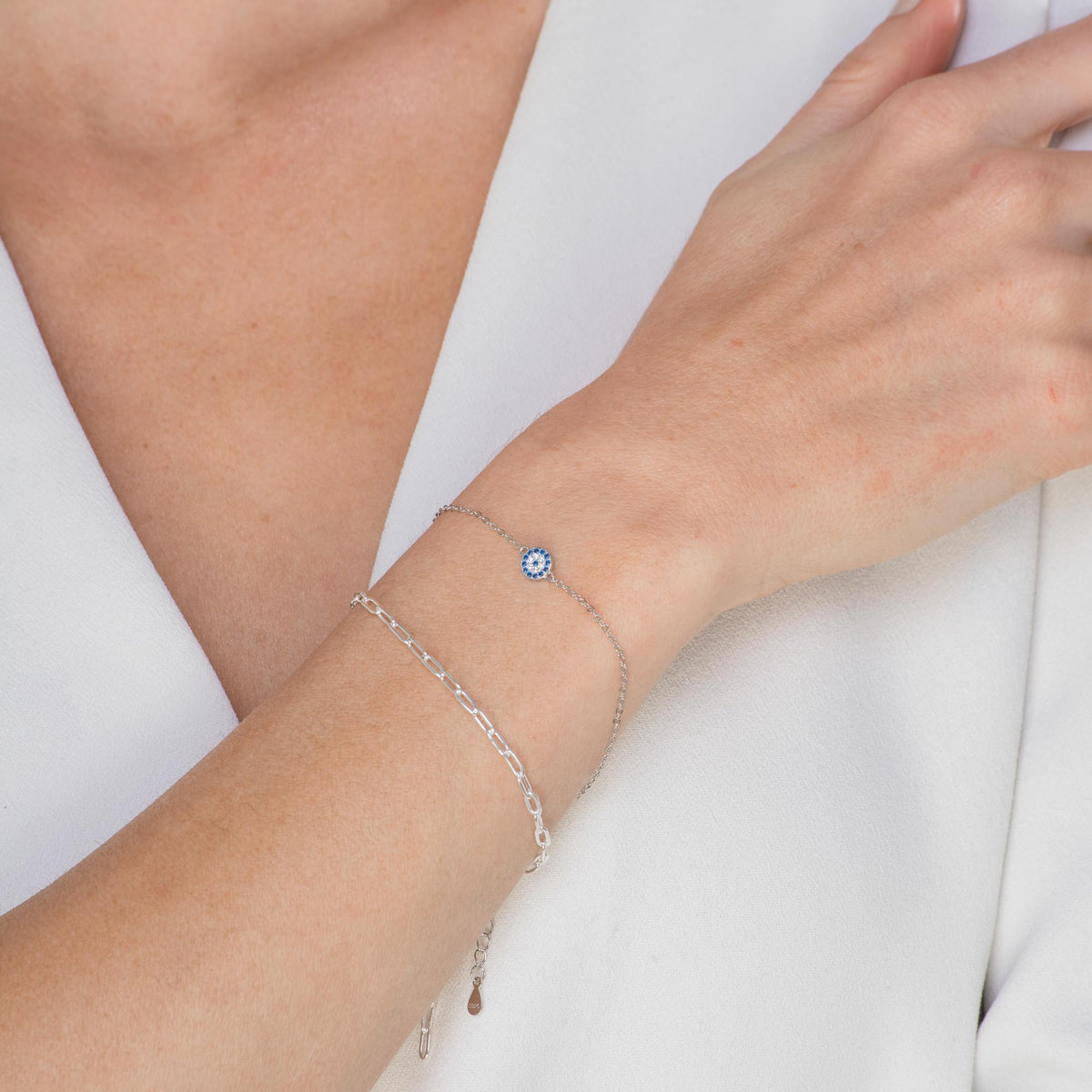 Round Evil Eye Pave Bracelet