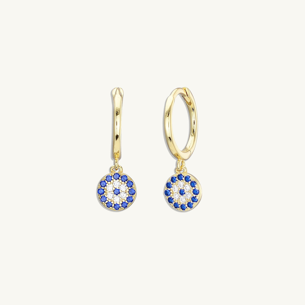 Round Evil Eye Pave Hoop Earrings