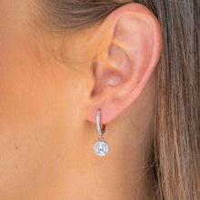 Round Halo Moissanite Hoop Huggie Earrings 0.5 Carat