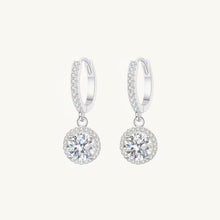 Round Halo Moissanite Hoop Huggie Earrings 0.5 Carat
