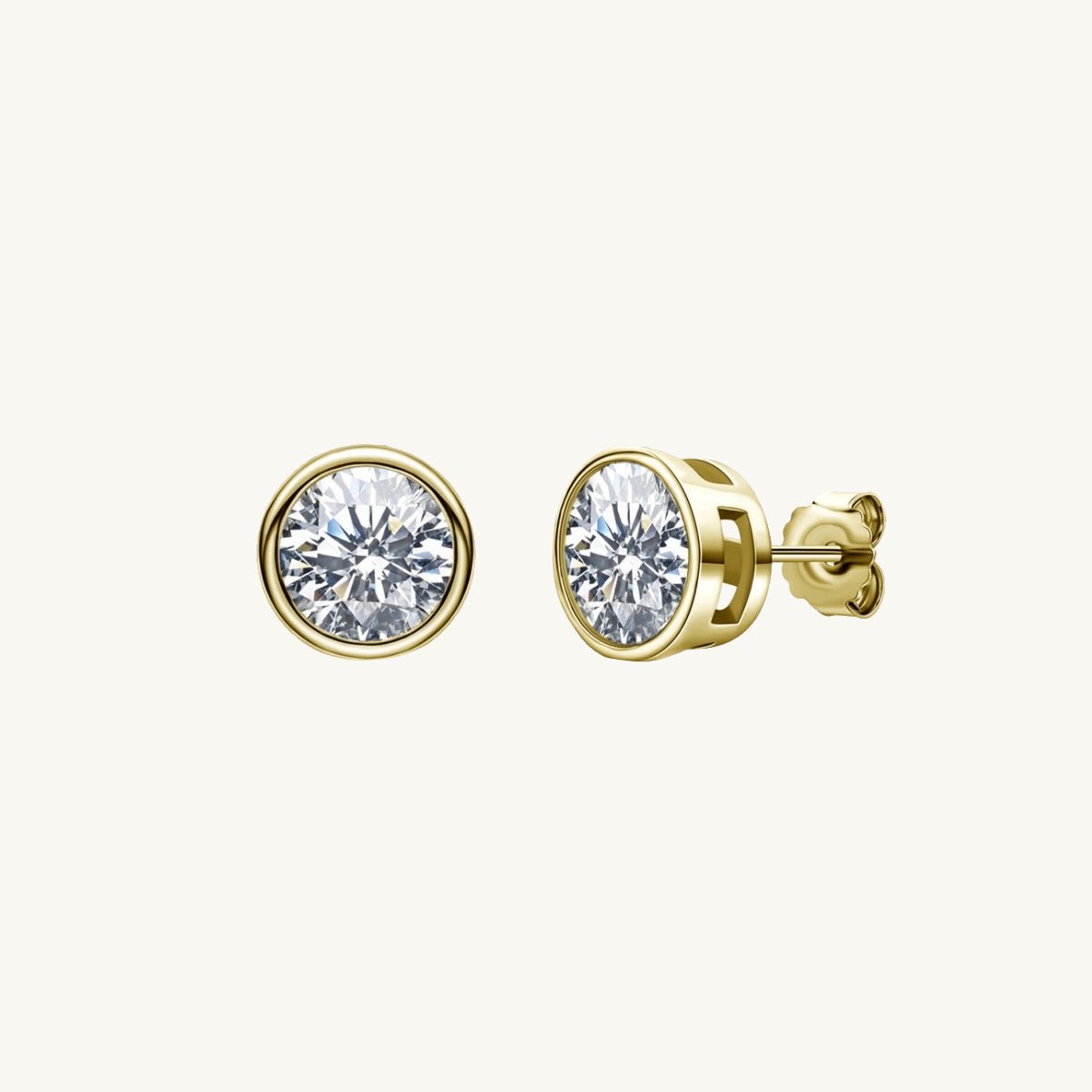 Round Moissanite Stud Earrings 0.5+0.5 Carat