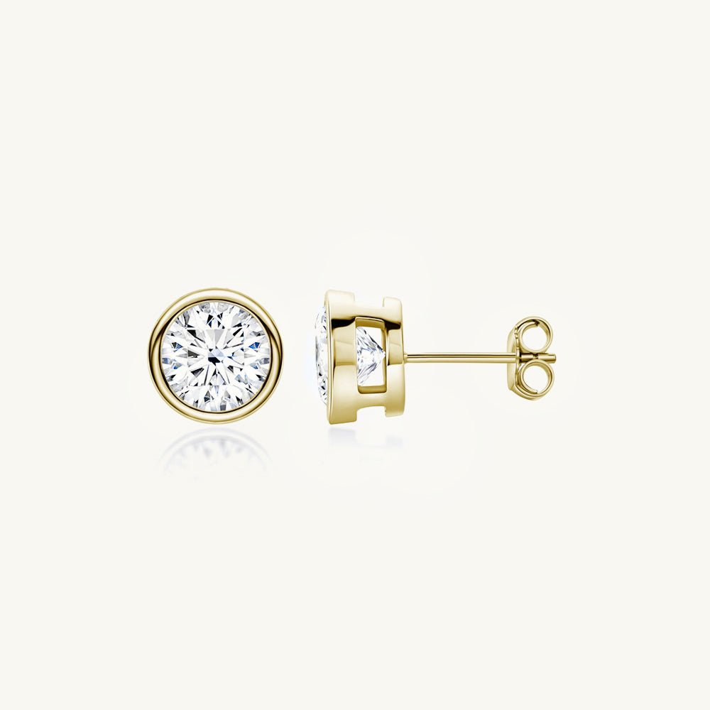 Round Moissanite Stud Earrings 0.5+0.5 Carat