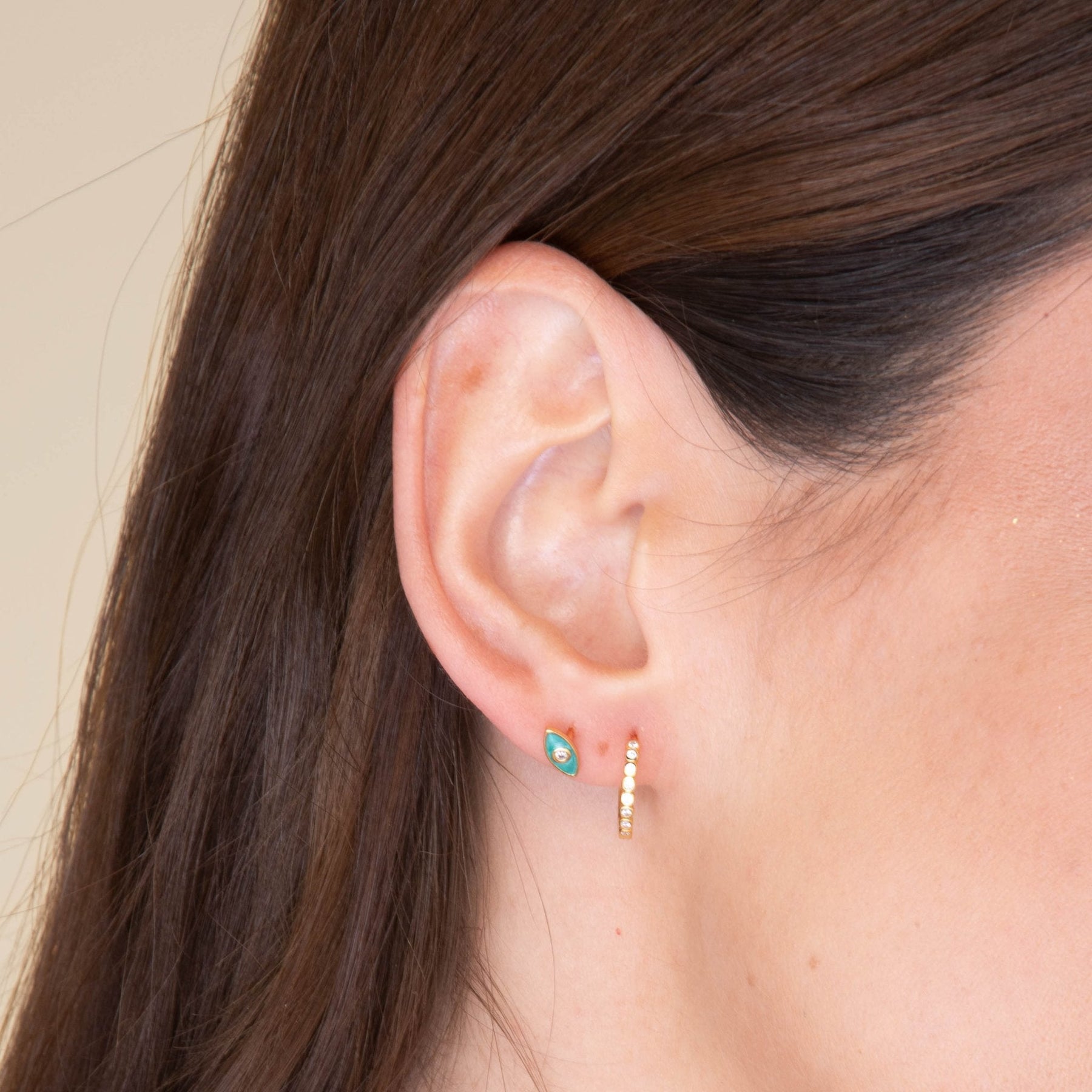 Round Sappphire Huggie Hoops