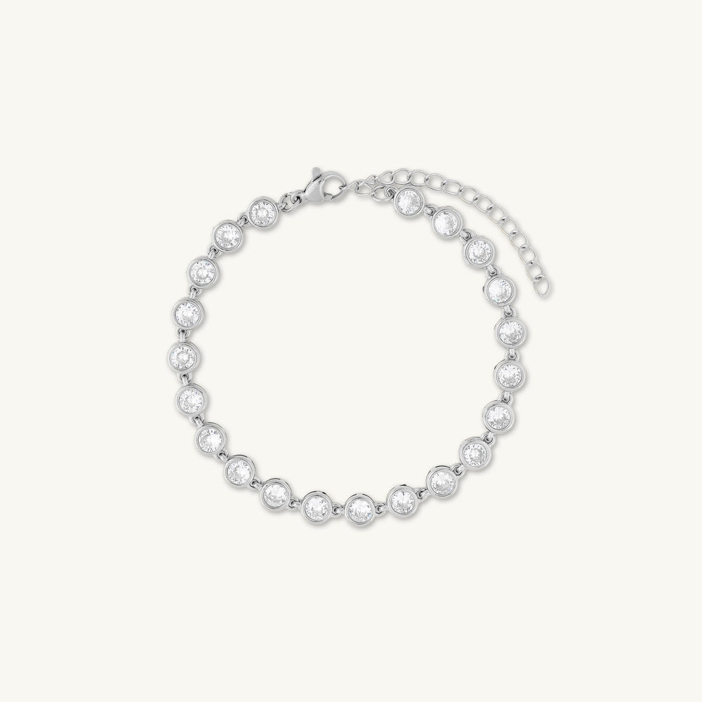 Round Tennis Sapphire Chain Bracelet