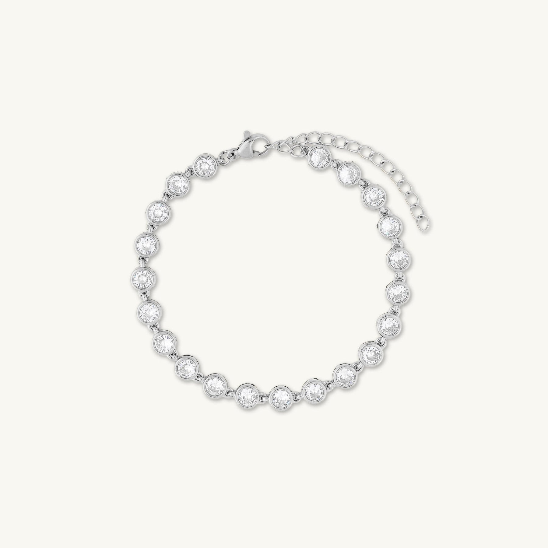 Round Tennis Sapphire Chain Bracelet