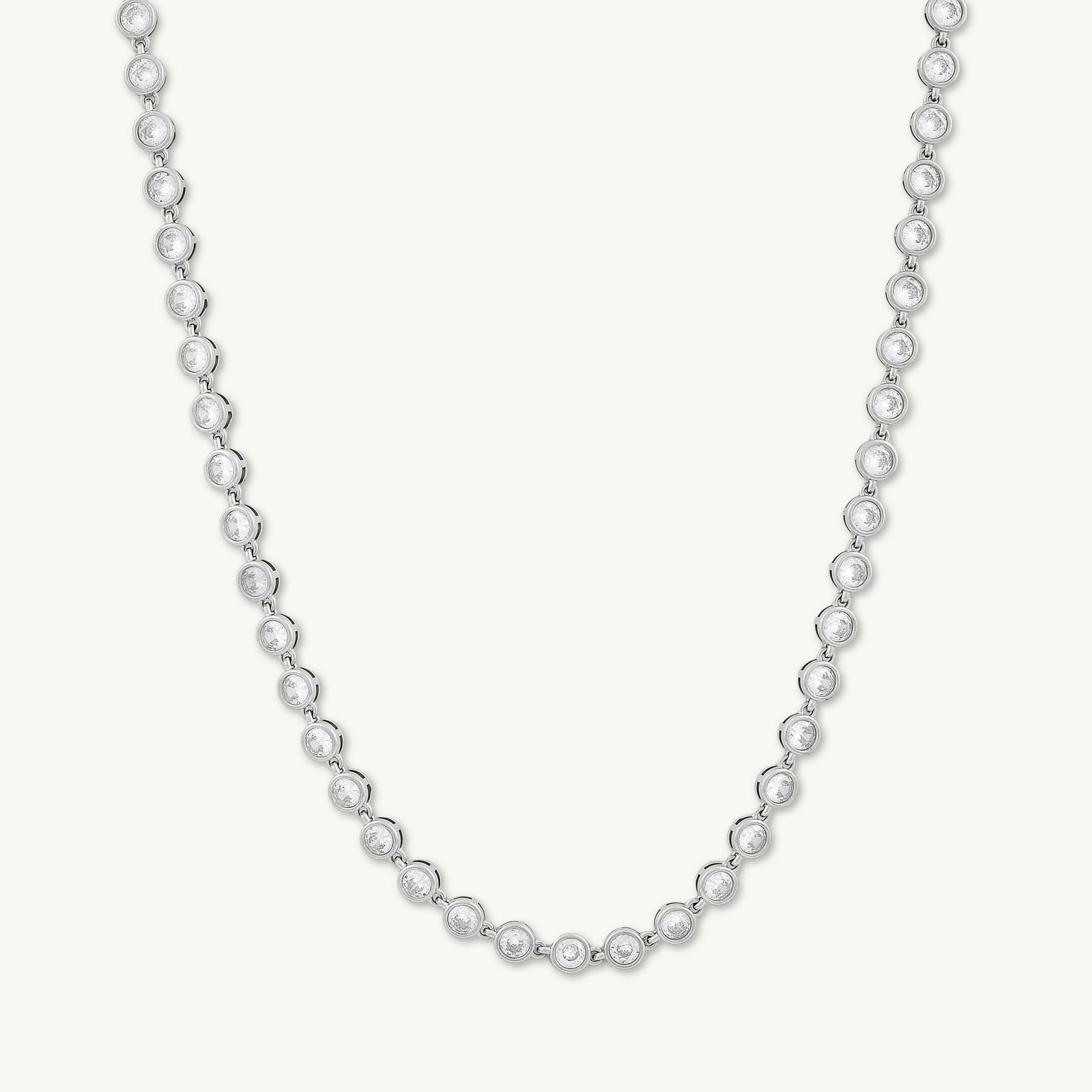 Round Tennis Sapphire Chain Necklace