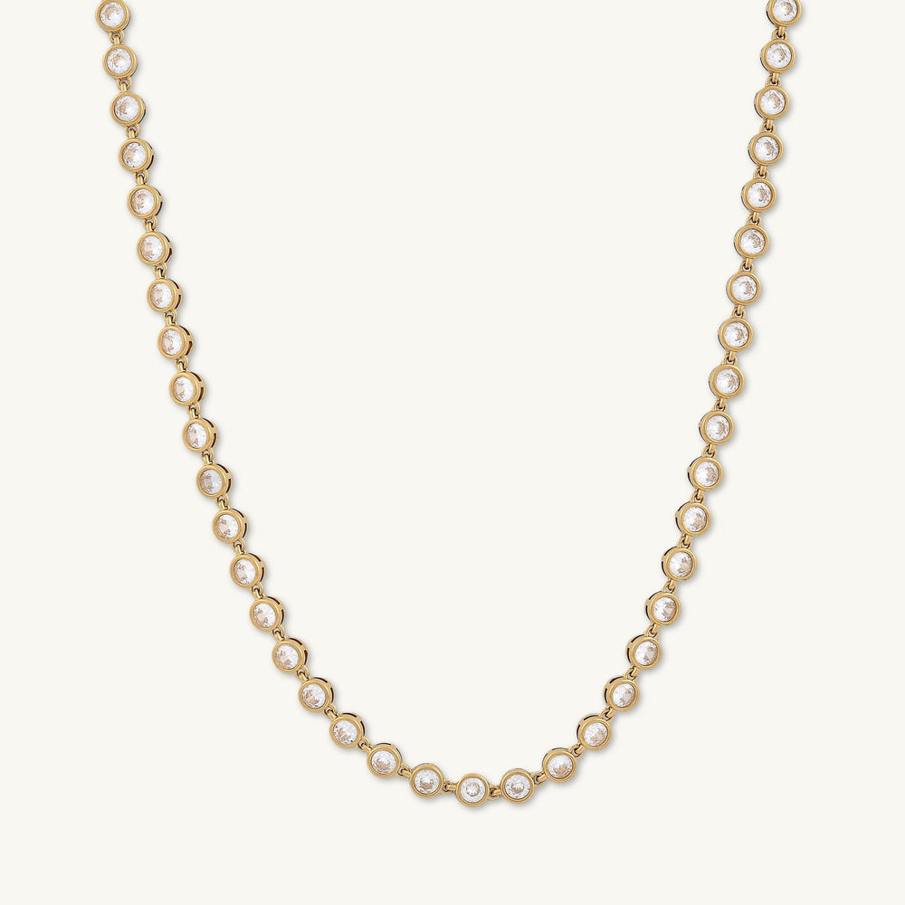 Round Tennis Sapphire Chain Necklace