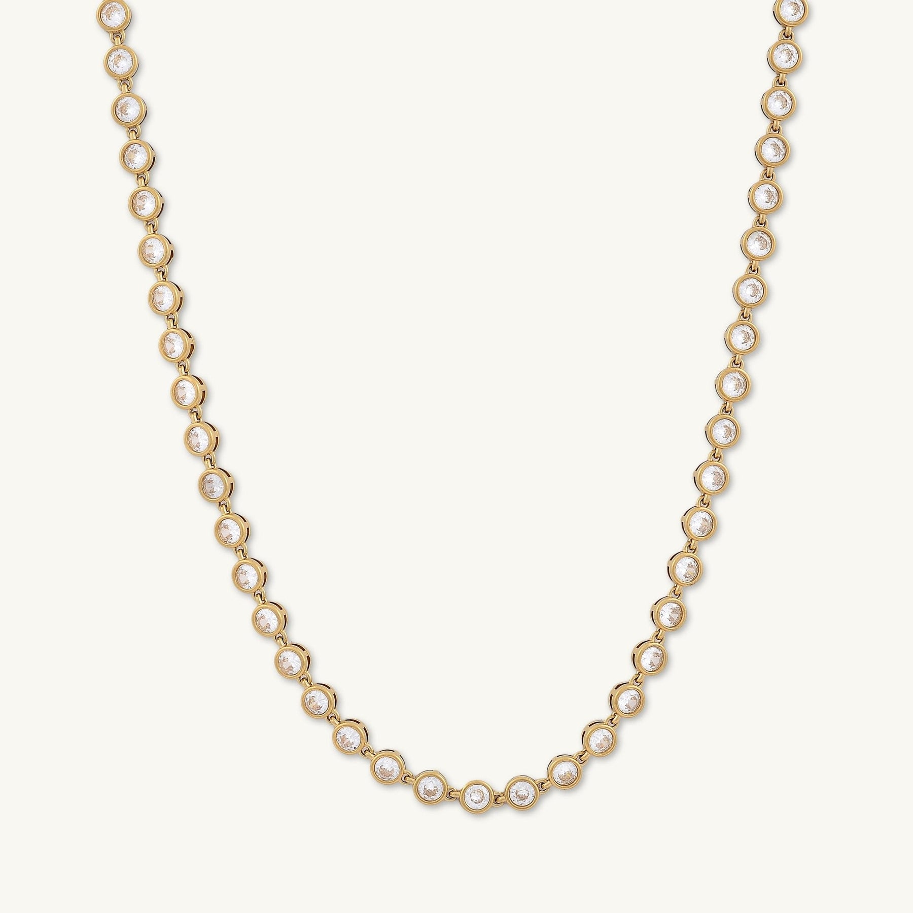 Round Tennis Sapphire Chain Necklace