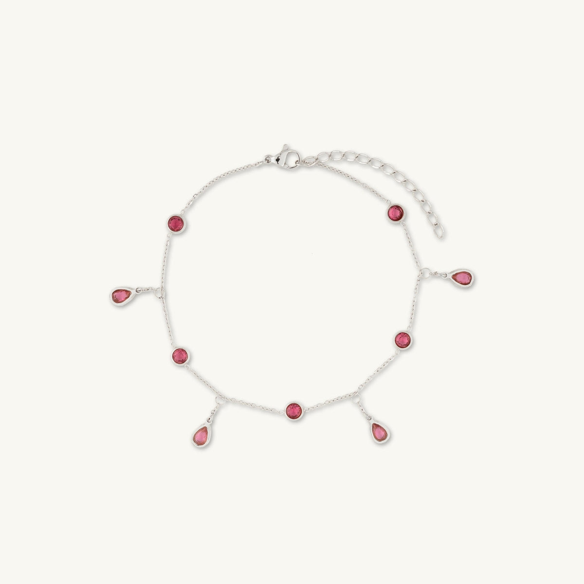 Ruby Dangly Teardrop Station Bracelet