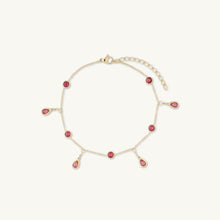 Ruby Dangly Teardrop Station Bracelet