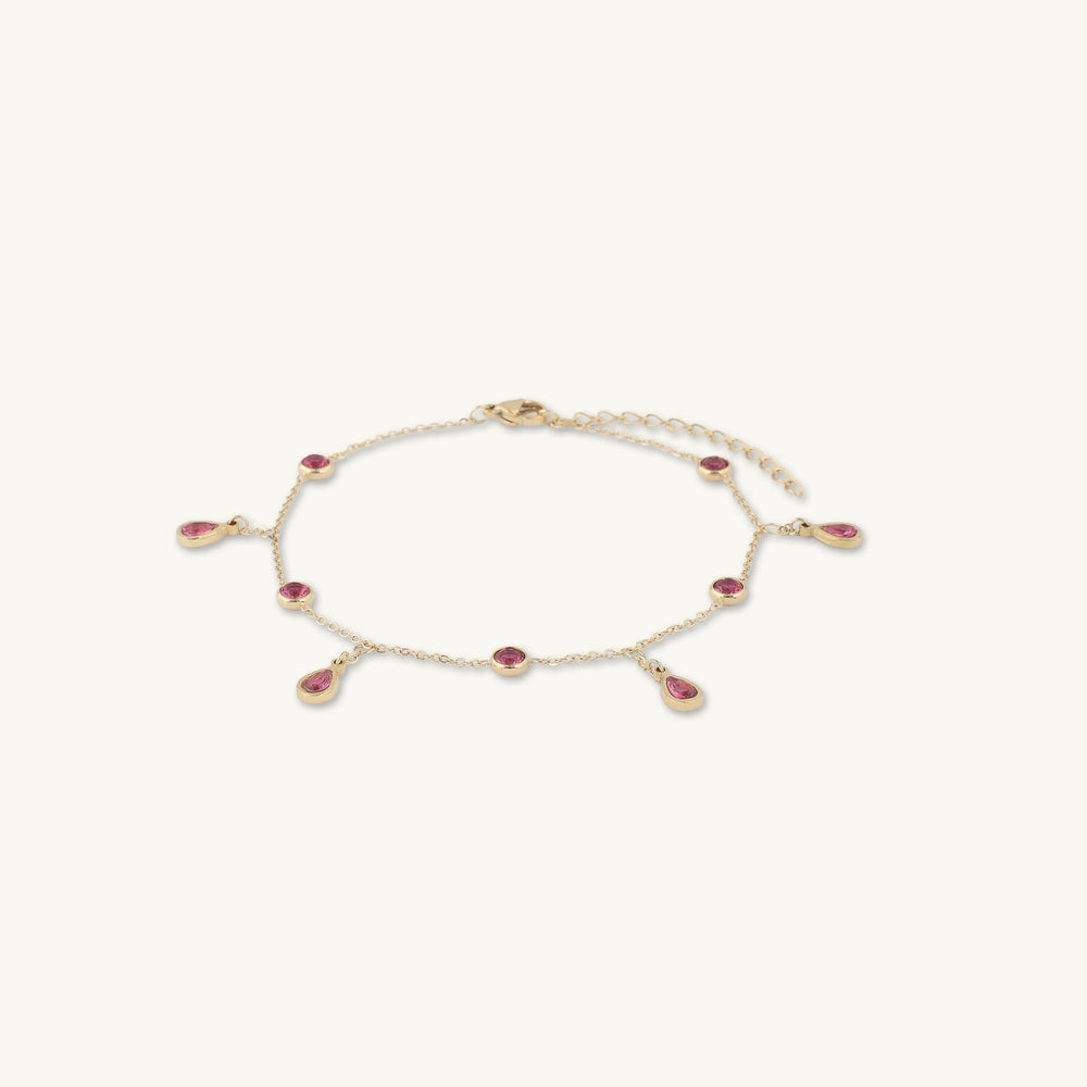 Ruby Dangly Teardrop Station Bracelet