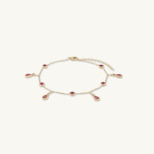 Ruby Dangly Teardrop Station Bracelet
