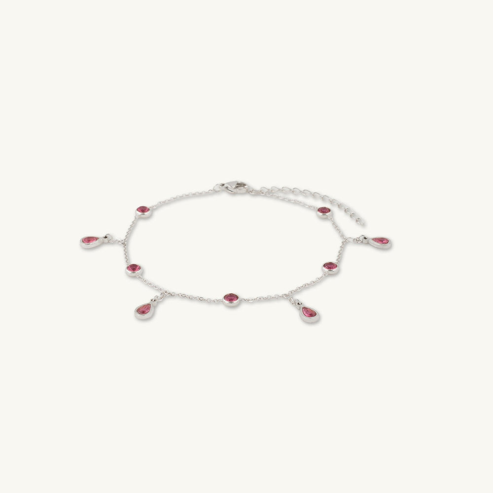 Ruby Dangly Teardrop Station Bracelet