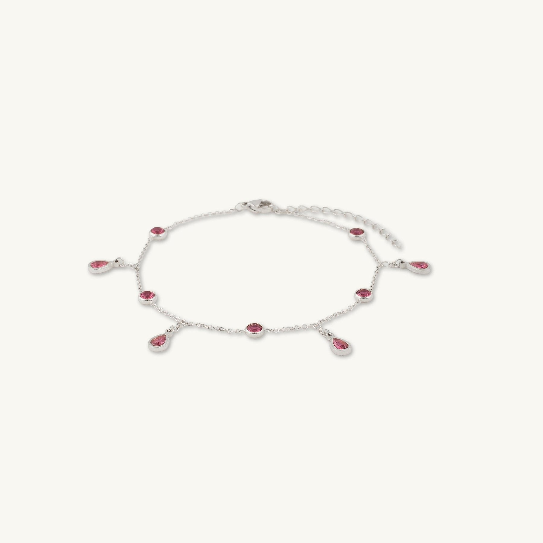 Ruby Dangly Teardrop Station Bracelet