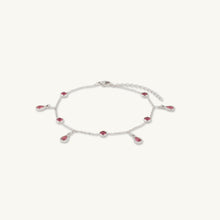 Ruby Dangly Teardrop Station Bracelet