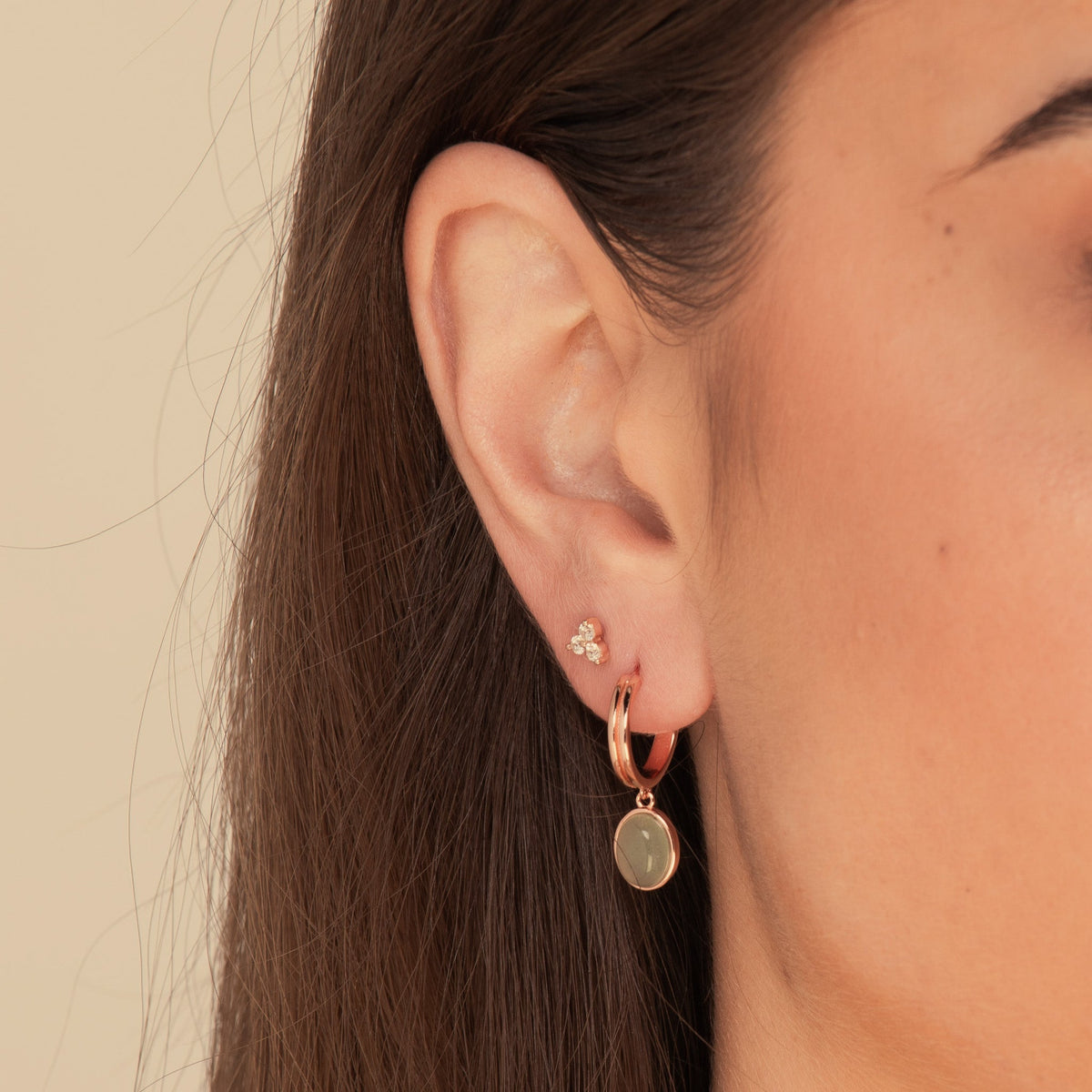 Sage Green Jade Hoop Earrings