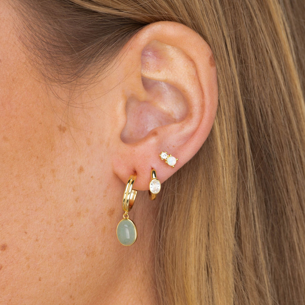 Sage Green Jade Hoop Earrings