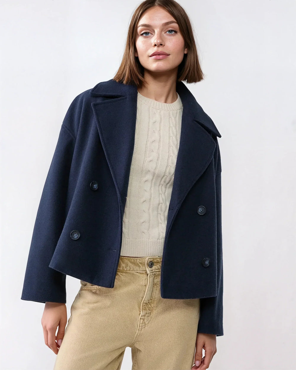 Vanessa Women's Jacket – Elegant & Warm Short Double-Breasted Wool Jacket for Winter