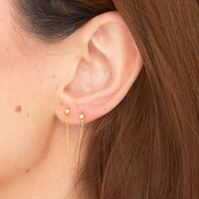 Sapphire Dangle Chain Barbell Earrings