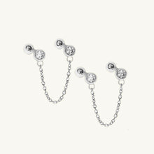 Sapphire Dangle Chain Barbell Earrings
