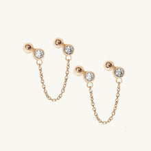 Sapphire Dangle Chain Barbell Earrings