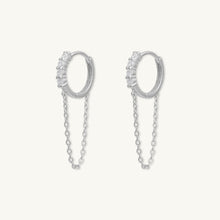 Sapphire Dangling Chain Huggie Earrings
