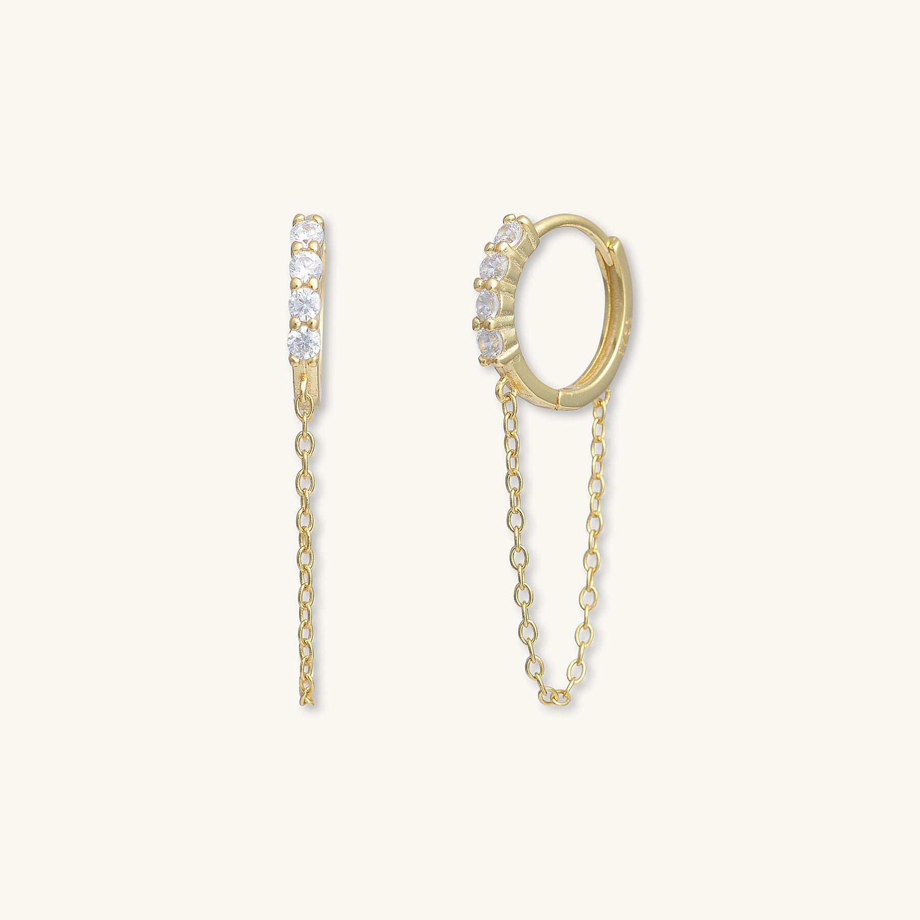 Sapphire Dangling Chain Huggie Earrings