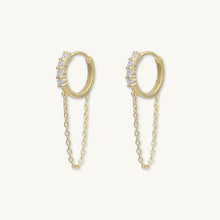 Sapphire Dangling Chain Huggie Earrings