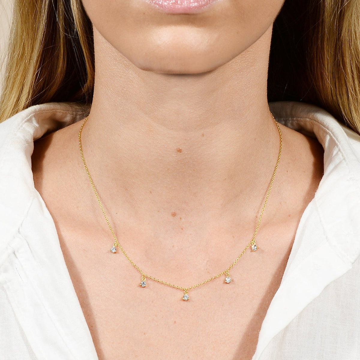 Sapphire Dangling Chain Necklace