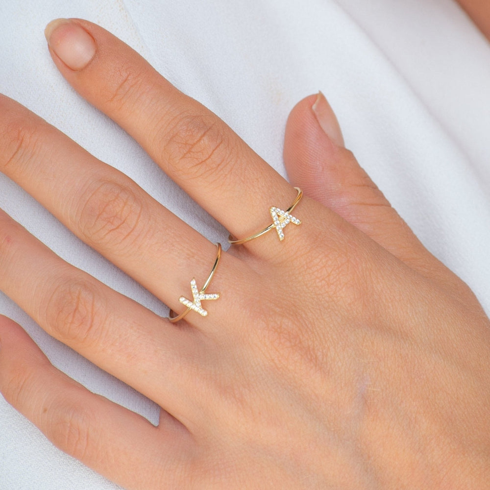 Sapphire Initial Letter Ring (Size 9)